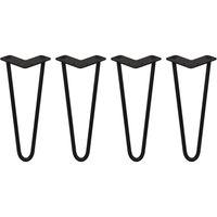 Monstershop 4 x 12" Hairpin Legs - 2 Prong - 12mm - Black