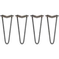 Monstershop 4 x 12" Hairpin Legs - 2 Prong - 12mm - Raw Steel in Silver