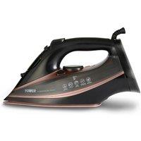 Tower Steam Iron, CeraGlide, Ceramic Soleplate, T22013, Rose Gold & Black in Pink