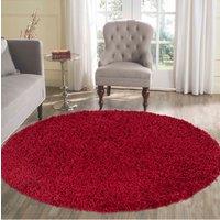 Desire Rugs Modern Elegant Soft Shaggy Rug for Living Rooms - Stylish Area Rugs in Red | Size: 120 cm diameter