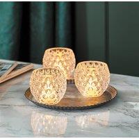 mysmartbuy 3x Mini Luminous Spheres - Faceted Acrylic Decorative LED Light Orbs in Clear