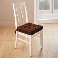Coopers of Stortford Dining Chair Booster Cushion - Velvet Seat Pad - Spring-Back Filling in Chocolate
