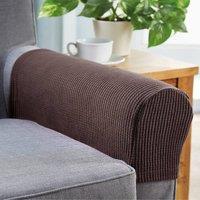 Coopers of Stortford Pair of Stretch Armchair Covers in Polyester Blend in Dark Brown