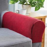 Coopers of Stortford Pair of Stretch Armchair Covers in Polyester Blend in Wine