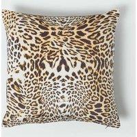 Homescapes Leopard Print Velvet Cushion 46 x 46 cm in Gold