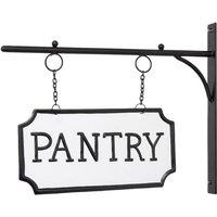 Melody Maison Black & White Metal Wall Mounted Hanging Pantry Sign
