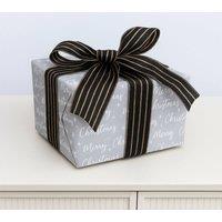 Melody Maison Large Black & Gold Striped Ribbon Christmas Garland - 270cm (2.7m / 106.3')