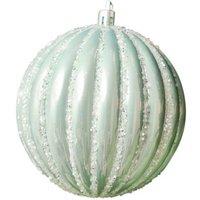 Melody Maison Set Of 2 Icy Blue Glitter Striped Reeded Hanging Baubles - 8cm