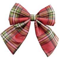Melody Maison Set Of 2 Green & Red Tartan Decorative Bow - 24cm