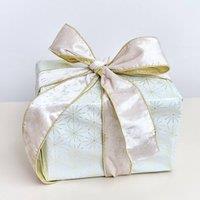 Melody Maison Large White & Gold Shiny Velvet Wired Ribbon Garland - 270cm (2.7m / 106.3')