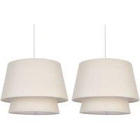 First Choice Lighting Set of 2 Ambra - Two Tier Natural Linen Fabric Easy Fit Pendant Shades