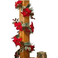 Samuel Alexander 1.8m Red & Green Poinsettia Garland with Pinecones & Foliage