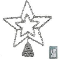 Samuel Alexander Battery Powered Silver Star Tree Topper with Blue Multi-Action LEDs