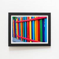 Warren Reed - Designer Colourful Fence Framed Art Print in Black | Size: W8 x H10