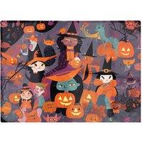 Warren Reed - Designer Colorful Illustration Of Witches Glass Chopping Board in Orange