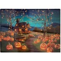 Warren Reed - Designer Enchanted Hallowen Pumpkin Patch Glass Chopping Board in Orange