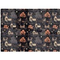 Warren Reed - Designer Spooky Haunted Houses Pattern Glass Chopping Board in Brown
