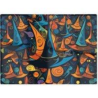 Warren Reed - Designer Imaginative Abstract Witches Hats Glass Chopping Board in Orange