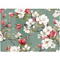 Warren Reed - Designer Pink & White Blossom Glass Chopping Board in Green