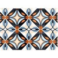 Warren Reed - Designer Brown & Blue Geometric Pattern Glass Chopping Board