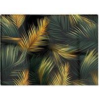 Warren Reed - Designer Golden Palm Leaves Glass Chopping Board in Green