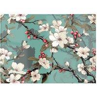 Warren Reed - Designer Pink Blossom Asian Design Glass Chopping Board in Green