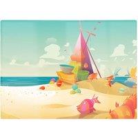 Warren Reed - Designer Fish On A Beach Holiday Glass Chopping Board in Yellow