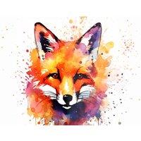 Warren Reed - Designer Watercolour Splashart Fox Face Glass Chopping Board in Orange