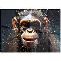 Warren Reed - Designer Realistic Monkey Face Splashart Glass Chopping Board in Black