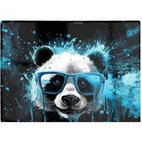 Warren Reed - Designer Blue Splashart Panda Face Glass Chopping Board