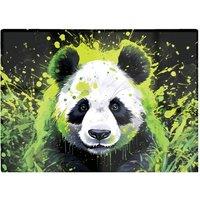 Warren Reed - Designer Green Splashart Panda Face Glass Chopping Board