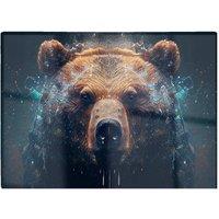 Warren Reed - Designer Brown Bear Face Splashart Glass Chopping Board