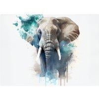 Warren Reed - Designer Majestic Elephant Splashart Glass Chopping Board in Grey
