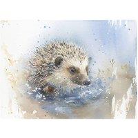 Warren Reed - Designer Hedgehog Watercolour Glass Chopping Board in Brown