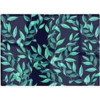 Warren Reed - Designer Delicate Green Foliage Glass Chopping Board in Blue