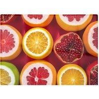 Warren Reed - Designer Citrus & Pomegranate Glass Chopping Board in Red