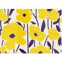 Warren Reed - Designer Vintage Tropical Flowers Glass Chopping Board in Yellow