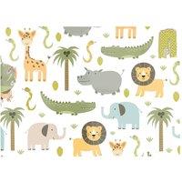 Warren Reed - Designer Cute Safari Animals Glass Chopping Board in Green