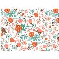 Warren Reed - Designer Orange Floral Pattern Glass Chopping Board in Green