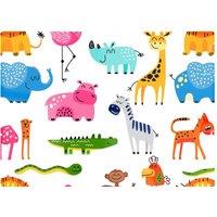 Warren Reed - Designer Hand Drawn Cartoon Animals Glass Chopping Board in Pink