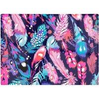 Warren Reed - Designer Beautiful Colourful Feathers Glass Chopping Board in Blue