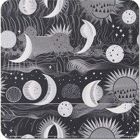 Warren Reed - Designer Abstract Black White Moon & Sun Coasters - Set of 4 in Grey