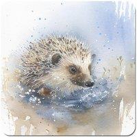 Warren Reed - Designer Hedgehog Watercolour Coasters - Set of 4 in Brown