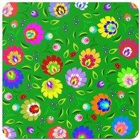 Warren Reed - Designer Polish Folk Floral Coasters - Set of 4 in Green