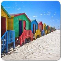 Warren Reed - Designer Beach Huts At Muizenberg Beach, Cape Town, South Africa Coasters - Set of 4 in Blue