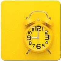 Warren Reed - Designer Yellow Alarm Clock Coasters - Set of 4