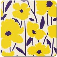 Warren Reed - Designer Vintage Tropical Flowers Coasters - Set of 4 in Yellow