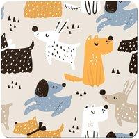 Warren Reed - Designer Hand Drawn Dogs Coasters - Set of 4 in Brown