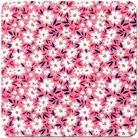 Warren Reed - Designer Small Cute White Flower Pattern Coasters - Set of 4 in Pink