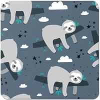 Warren Reed - Designer Sleeping Sloth Pattern Coasters - Set of 4 in Grey